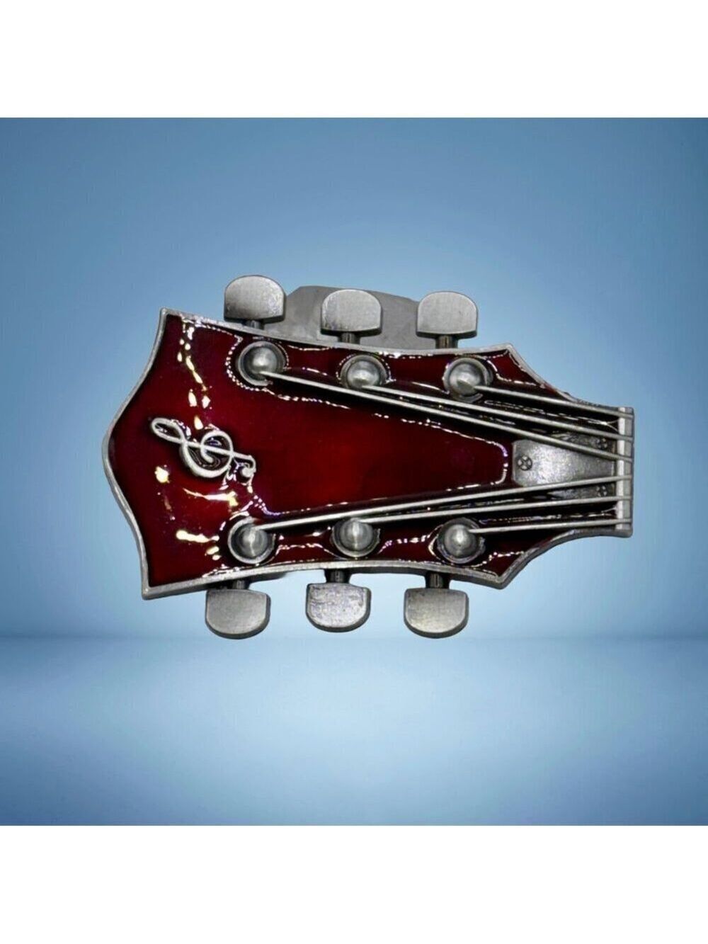 Guitar Rocker Dark Red Headstock Belt Buckle
